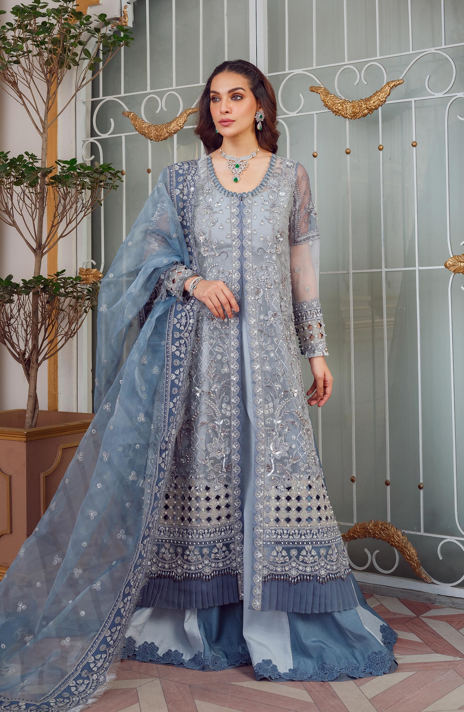 Women's Luxury Festive Eid Shamooz Silk Suit Collection - MinaKashif